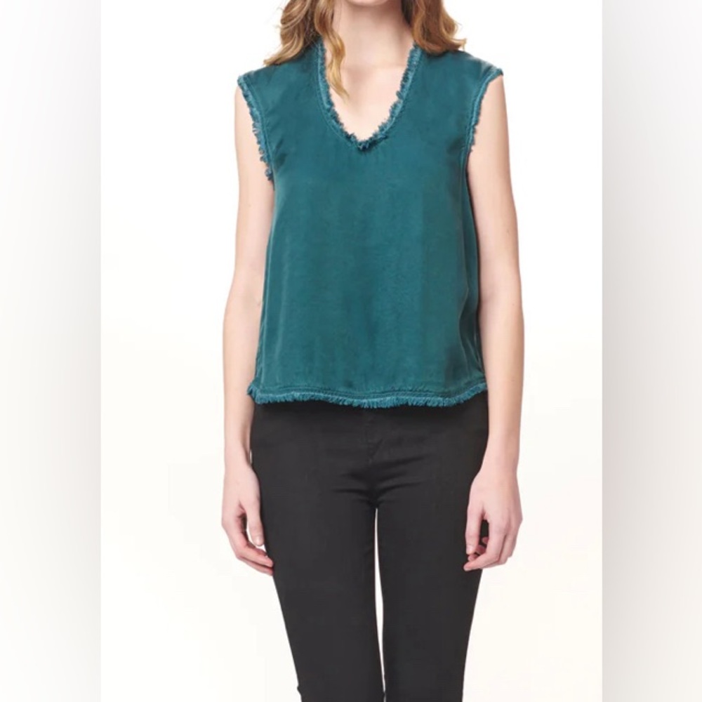 Oversized Maven West Dark Teal Fray Top